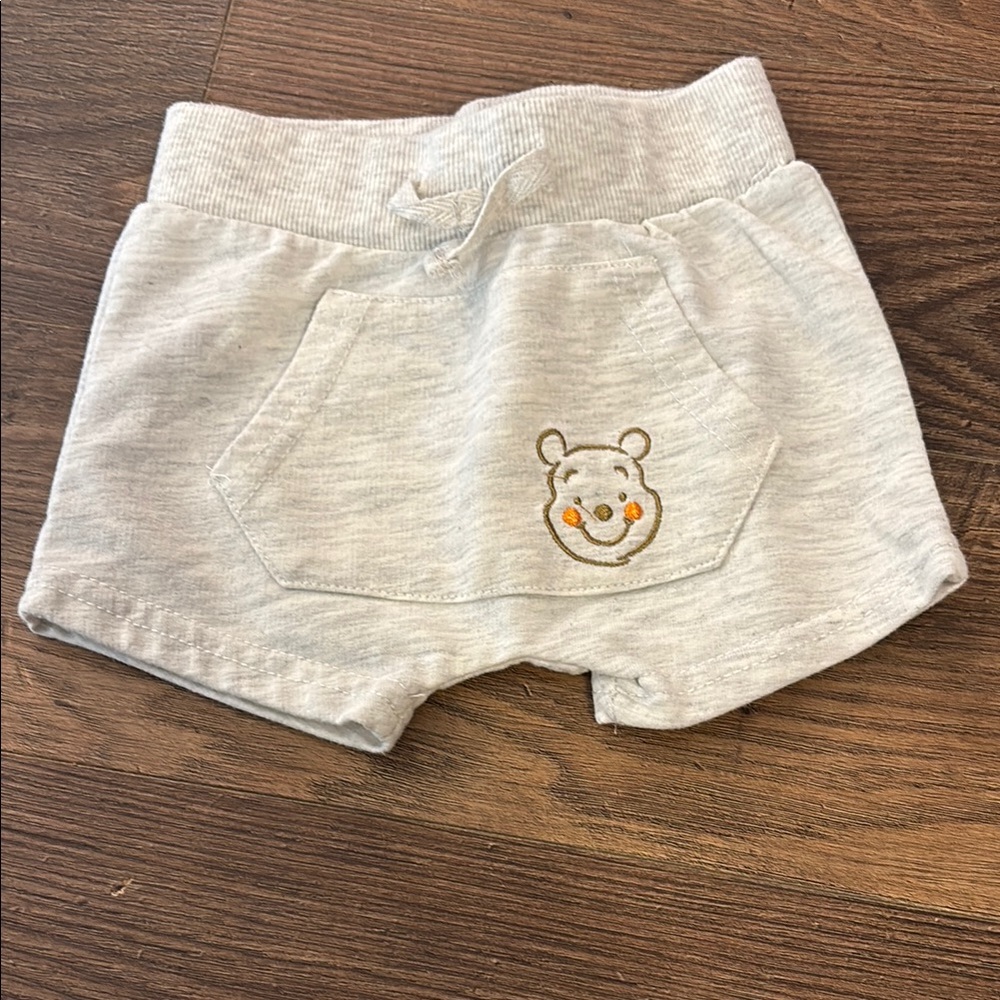 Gray Baby Shorts with Bear Embroidery